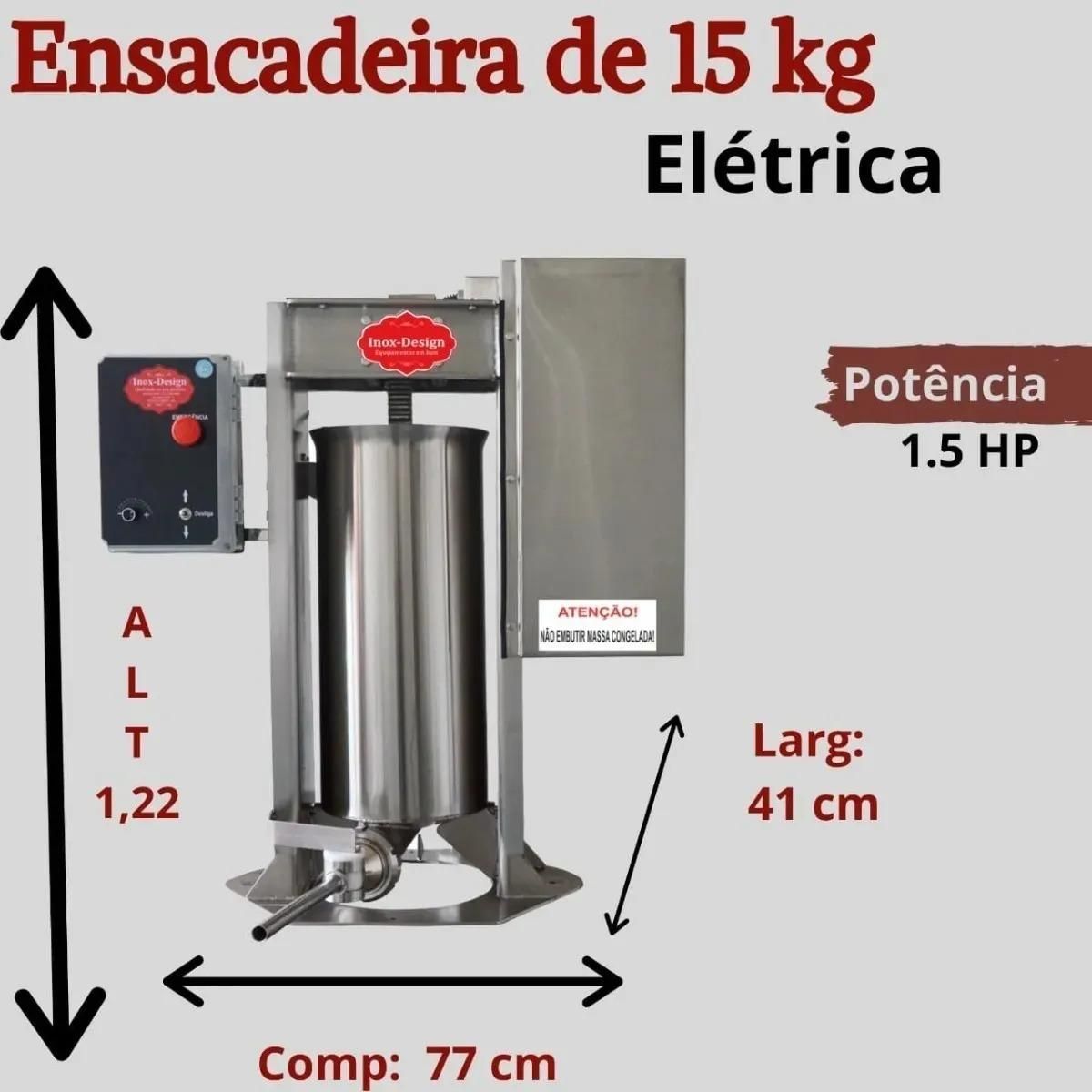 Canhão Ensacadeira de Linguiça Elétrica Automática Industrial 15 Kg