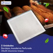 Assadeira Bandeja Esteira Forno Turbo Convercção Pequeno 35x35 Aluminio Perfurado Imeca 2 Unidades