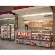 Balcão Vitrine Freezer Frigorífico de Carnes Açougue 2 Metros GATS 200 Gelopar Turino com Gancheira