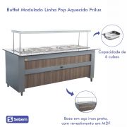 Buffet Expositor Aquecido para Restaurante 8 Cubas Frilux