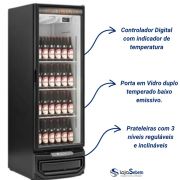 Cervejeira Geladeira Freezer para Cerveja 400L 6 Caixas/Engradado Porta de Vidro GRBA400 Preta 