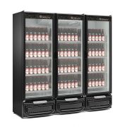 Cervejeira Refrigerador Expositor para Cerveja e Carne 3 Portas Vidro -6 a +3°C GCBC 1450 Preto 