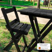 Conjunto Bistrô Dobrável 60x60 com 2 Banquetas para Bares Restaurantes Imbuia Natural Montana