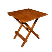 Conjunto Mesa Dobrável 70x70 com 4 Cadeiras Imbuia Natural para Bares, Restaurantes e Eventos