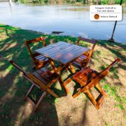 Conjunto Mesa Dobrável 70x70 com 4 Cadeiras Imbuia Natural para Bares, Restaurantes e Eventos