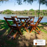 Conjunto Mesa Dobrável 70x70 com 4 Cadeiras Imbuia Natural para Bares, Restaurantes e Eventos