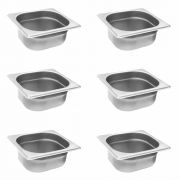 Cuba Gastronomica Sebem GN 1/6x65MM Prof. Aço Inox Kit 6 Un Sebem