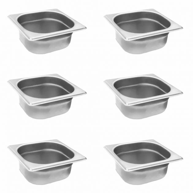 Cuba Gastronomica Sebem GN 1/6x65MM Prof. Aço Inox Kit 6 Un Sebem