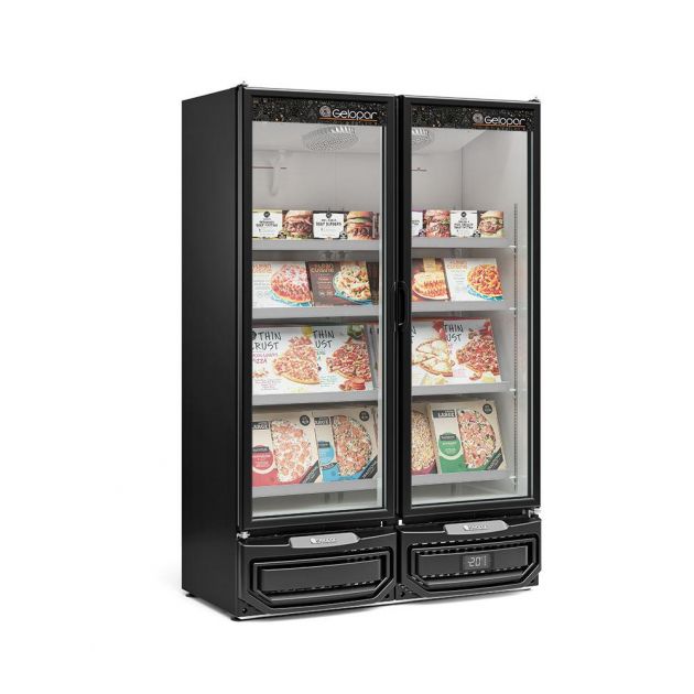 Expositor Freezer Vertical Porta Vidro Vitrine Congelados -20°C 2 Portas Conveniência CGVC950 Gelopar