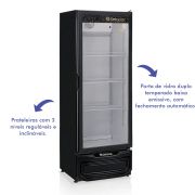 Expositor Geladeira de Bebidas Vertical Refrigerado Porta de Vidro 400 Litros Gelopar GPTU40 Preto