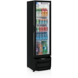 Expositor Refrigerador Vitrine Geladeira de Bebidas Slim Fina 230L Porta Vidro Preto GPTU230 Gelopar