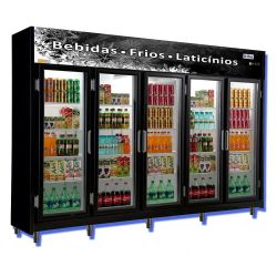 Expositor Vertical Geladeira Expositora 5 Portas Visacooler para Bebidas 1720 Litros Frilux Preto 