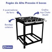 Fogão Industrial 4 Bocas com Queimadores de Alta Pressão Essencia - Sebem