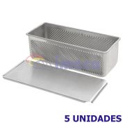 Formas para Pão Sovado Caseiro 100% Aluminio com Tampa 30x10x10 cm 5 Unidades Imeca