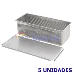 Formas para Pão Sovado Caseiro 100% Aluminio com Tampa 30x10x10 cm 5 Unidades Imeca