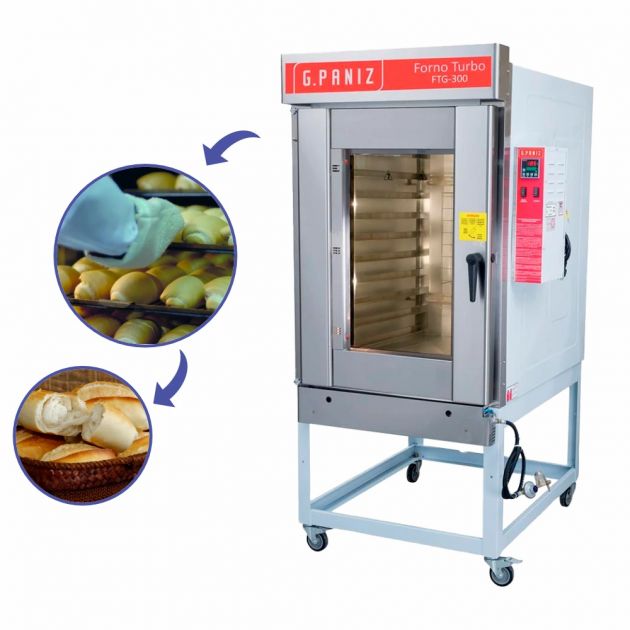 Forno de Padaria Turbo Com Vapor Grande 10 Esteiras FTG 300  Gpaniz 