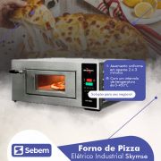 Forno de Pizza Pizzaiolo Elétrico Profissional Pedra Refratária 40cm 450°C Digital Skymsen FLP400D 