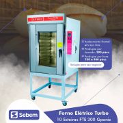 Forno Elétrico Turbo Industrial para Padaria 10 Esteiras FTE 300 Gpaniz