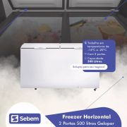 Freezer Frizer Congelado Horizontal Grande 2 Tampas/Portas -20°C 500 Litros Gelopar GHBS510