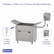 Fritadeira Elétrica Industrial Digital Metalcubas Óleo 75 L 3 Cestos Grandes FOEI-75