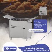 Fritadeira Elétrica Industrial Digital Metalcubas Óleo 75 L 3 Cestos Grandes FOEI-75