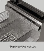 Fritadeira Fritador a Gás Alta Potencia 2 Cestos Grandes 20 Litros Inox Skymsen FG20