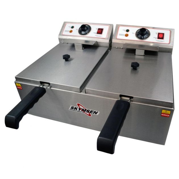 Fritadeira Fritador Duplo 2 Cestos 3500w Alta Potenica Elétrica Industrial Skymsen FED-20