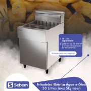 Fritadeira Fritador Elétrica 3 Cestos Grandes 18 mil Watts Água e Óleo 38 Litros Trifásico Skymsen