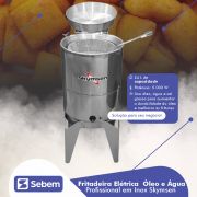 Fritadeira Fritador Elétrica Industrial Redondo Agua e Oleo 5000w 24 Litro Total Inox Skymsen FC