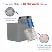 Fritador Fritadeira Elétrica para Alimento Congelado Alta Potencia 10 Mil Watts 15 Litros Sebem 