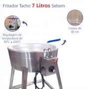 Fritador Tacho Elétrico Industrial Grande Pasteleiro Pastel Batatinha com Pé Pedestal 7 Litros Sebem