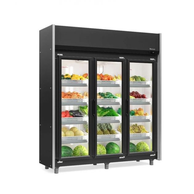 Geladeira Expositora Fruteira Refrigerada Frutas e Verduras Hortifruti -2 +10°C 3 Portas GEAS3P Gelopar