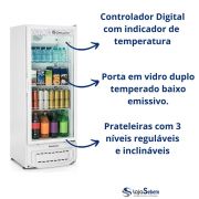 Geladeira Vitrine Expositora de Bebidas Comercial Vertical 400L Porta Vidro GPTU-40 Gelopar Branco