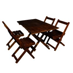 Jogo de Mesa e Cadeira 120x70 com 4 Cadeiras Tabaco para Restaurantes, Bares e Salas de Jantar