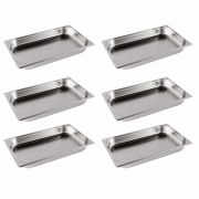 Kit 6 Cubas Gastronômicas GN 1/1X65MM em Inox para Buffet Sebem