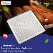 Kit Assadeiras Bandeja Esteira Tela Forma 35x35 Forno Progas Gpaniz Titã Venancio 3 Und Imeca 