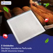 Kit Assadeiras Forma Bandeja Esteira Forno Perfurada Forno Venancio Progas Pratica 35x35 5 unid