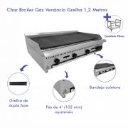 Kit Char Broiler Profissional a Gás Venancio Grelha Dupla Para Churrasco 90cm + Cavalete de Apoio 