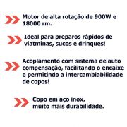 Liquidificador Profissional Industrial Alta Rotação Total Inox Restaurante 1,5L Skymsen LI-1.5