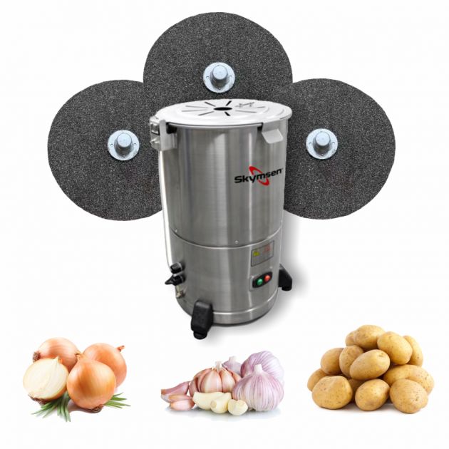 Maquina de Descascar Descascador Profissional 6kg 3 Discos para Alho Batata Cebola Legumes 