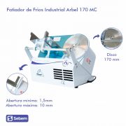 Maquina de Fatiar Fatiador Fatiadeira de Frios Queijo Presunto Calabresa Pequeno Disco 170mm