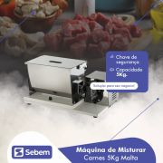 Máquina de Mexer Misturador de Carne, Linguiça, Embutidos Industrial Pequeno Eletrico 5kg Malta