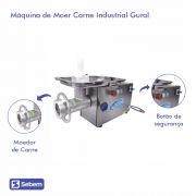 Maquina de Moer Moedor Picador de Carne Industrial Bocal 22 Gural Total Inox