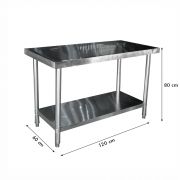 Mesa Aço Total Inteira Inox Industrial Bancada De Apoio 1,2 Metro - Sebem