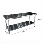 Mesa De Inox Industrial Para Açougue Com Prateleira 1,8 Metro Sebem