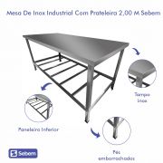 Mesa Inox Industrial Para Cozinha De Restaurante 2 Metro Sebem