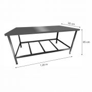 Mesa Tampo Inox Industrial Para Açougue Com Prateleira 1,2 Metro Sebem