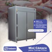 Mini Câmara Fria Geladeira para Açougue Carne 2 portas 600 Kg 1800 Litros