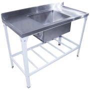 Pia Inox para Restaurante Pequena com 1 Cuba/Tanque 1,20m com Grade Inferior